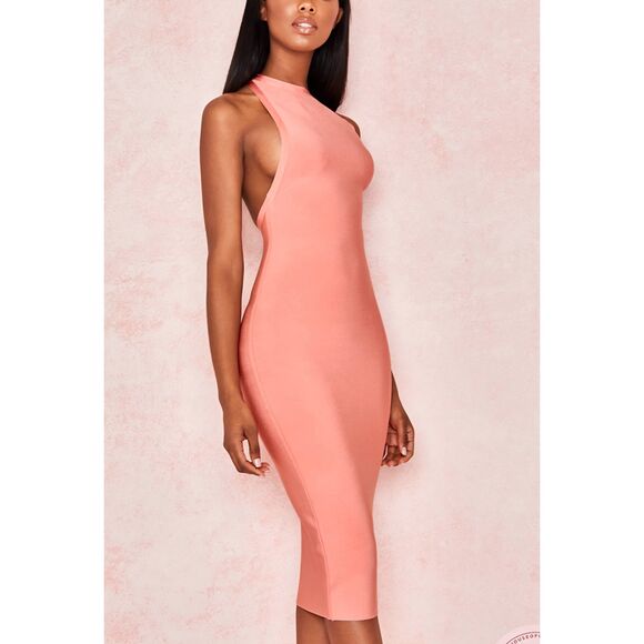 House of CB Dresses & Skirts - House of CB Yasmine peach cut out back bandage dress sz L+